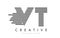 VT V T Zebra Letter Logo Design with Black and White Stripes