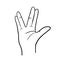 Vulcan salute. Freehand linear vector illustration. Freehand drawing. Hand drawing