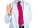 Vulcan salute gesture by doctor in white coat