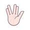 Vulcan salute gesture isolated vector illustration