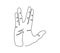 Vulcan Salute gesture one line art. Continuous line drawing of gesture, palm, right hand, greeting gesture.