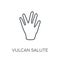 Vulcan salute linear icon. Modern outline Vulcan salute logo con