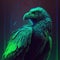 Vulture birds in pink and blue flame. Ai generated