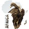 Vulture looking down and africa continent outline