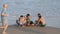 Vung Tau, Vietnam - January 30, 2018 : Local young people have fun on the beach.