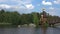 Vuoksa river and the Church of St. Andrew, June day. Leningrad region, Russia