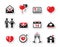 VValentines Day love icons set as labels
