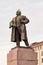 Vyborg, Russia - May 3, 2020, Communist Copper Monument to Lenin in the center of Vyborg in the town square