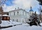 Vydubychi Monastery in wintertime, Kyiv, Ukraine,view from Hryshko National Botanical Garden, left bank of the Dnipro River