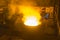 Vyksa, Russia: 12.23.2018. Process of the metal smelting with the martin furnace. Industrial details of metallurgic factory or