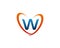 W letter heart curve logo