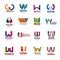 W letter icons and signs creative fonts vector