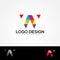 W Letter Multi color Logo Template