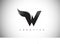 W Letter Wings Logo Design with Black Bird Fly Wing Icon.