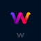 W logo Consist of  Rainbow Ribbon. W origami monogram. Network, Web Icon.