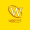 W Logo Template. Yellow Background Circle Brand Name template Pl