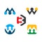 w,m arrow  Letter Icon Design Vector