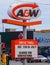 A and W Restaurant road side banner. An American chain of fast-food restaurant. HALIFAX, NOVA SCOTIA, CANADA