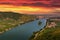 Wachau valley with Danube river and vineyards. Lower Austria