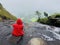 Waching down at the top of a waterfall