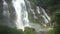 Wachirathan waterfall, large and beautiful, in the middle of a deep forest on Doi Inthanon, Chiang Mai