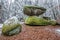 Wackelstein near Thurmansbang megalith granite rock formation in winter in bavarian forest, Germany