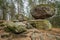 Wackelstein near Thurmansbang megalith granite rock formation in winter in bavarian forest, Germany