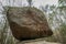 Wackelstein near Thurmansbang megalith granite rock formation in winter in bavarian forest, Germany