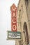 Waco Movie Theater with sign,. Stop, Sign