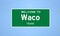 Waco, Texas city limit sign. Town sign from the USA.
