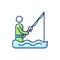 Wade fishing RGB color icon