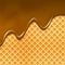 Wafer and flowing chocolate background. Waffle texture sweet dessert illustration with chocolate