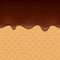 Wafer and flowing chocolate - vector background.