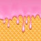 Wafer and melted pink cream - vector background.