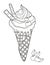 Waffle Cone with Blueberry Chocolate Ice Cream coloring page