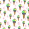 Waffle cone with colorful scoop ice cream illustration on white background. ice cream cone with pink circle. hand drawn vector, se