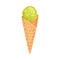 Waffle cone with a scoop of ice cream. Vector illustration on white background.