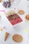 Waffle cookies with ice cream tubs top view. Vertical Image