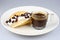 Waffle cream raisins and coffee