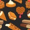 Waffle with creamy mousse and ice cream seamless pattern