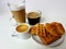 Waffle croissanty food cakes coffee blackcoffee