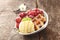 Waffle, icecream and berry dessert