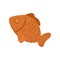 Waffle or pancake in shape of fish. Delicious snack for coffee break. Flat vector for cafe menu or promo poster of