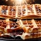 Waffle popular dessert breakfast cake, sweet dough pastry