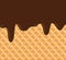 Waffle texture with melted chocolate background vector illustration