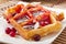 Waffles with cranberry syrup