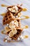 Waffles with peanut butter and bananas