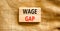 Wage gap symbol. Concept words Wage gap on wooden blocks on a beautiful canvas table canvas background. Business, support and wage