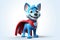 From Wagging Tails to Superhero Capes: A 3D Dog\\\'s Heroic Journey on Light Blue White Gradient Background