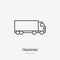 Waggon delivery flat line icon. Truck sign. Thin linear logo for cargo trucking, freight services